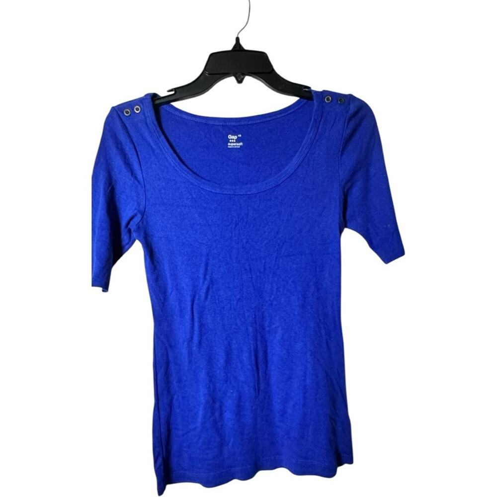 Gap Supersoft Women's BlueShort Sleeve Top Sz  XS - Picture 3 of 5